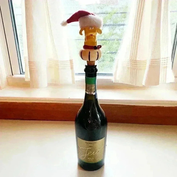 Holiday Doggie Ceramic Cork Bottle Stopper NWOT - Picture 3 of 3